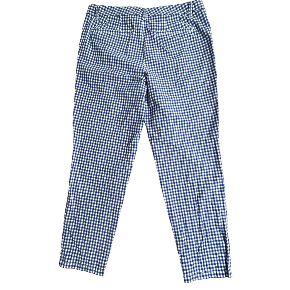 Talbots Girlfriend Chino Size 10‎ Blue White Gingham Check Ankle Panks - Picture 3 of 8